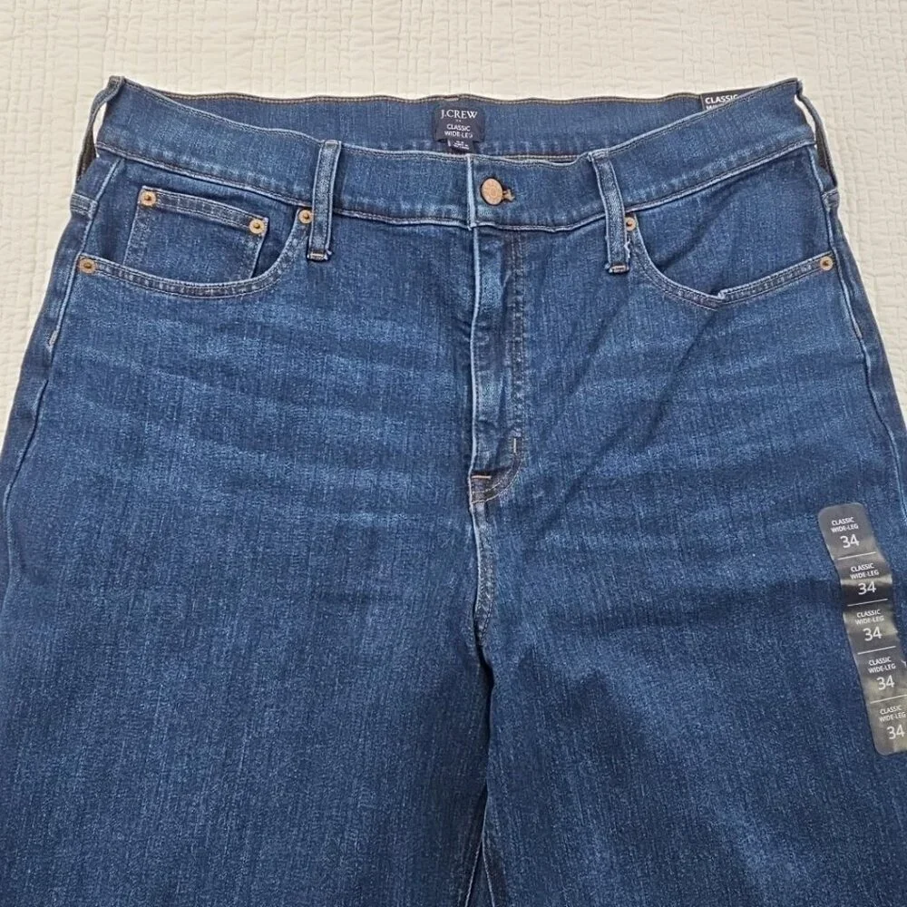 J. Crew Classic Wide-Leg Jeans Women's 34 (W37 x L30) Dark Wash NEW NWT Stretch - Picture 9 of 16